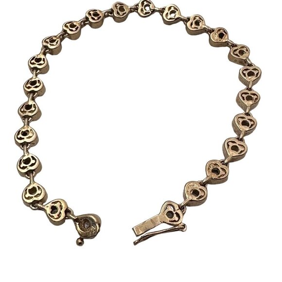 Womens Bracelet Gold Over Sterling Silver Cubic Zirconia Heart Design 7 Inch - Picture 4 of 7
